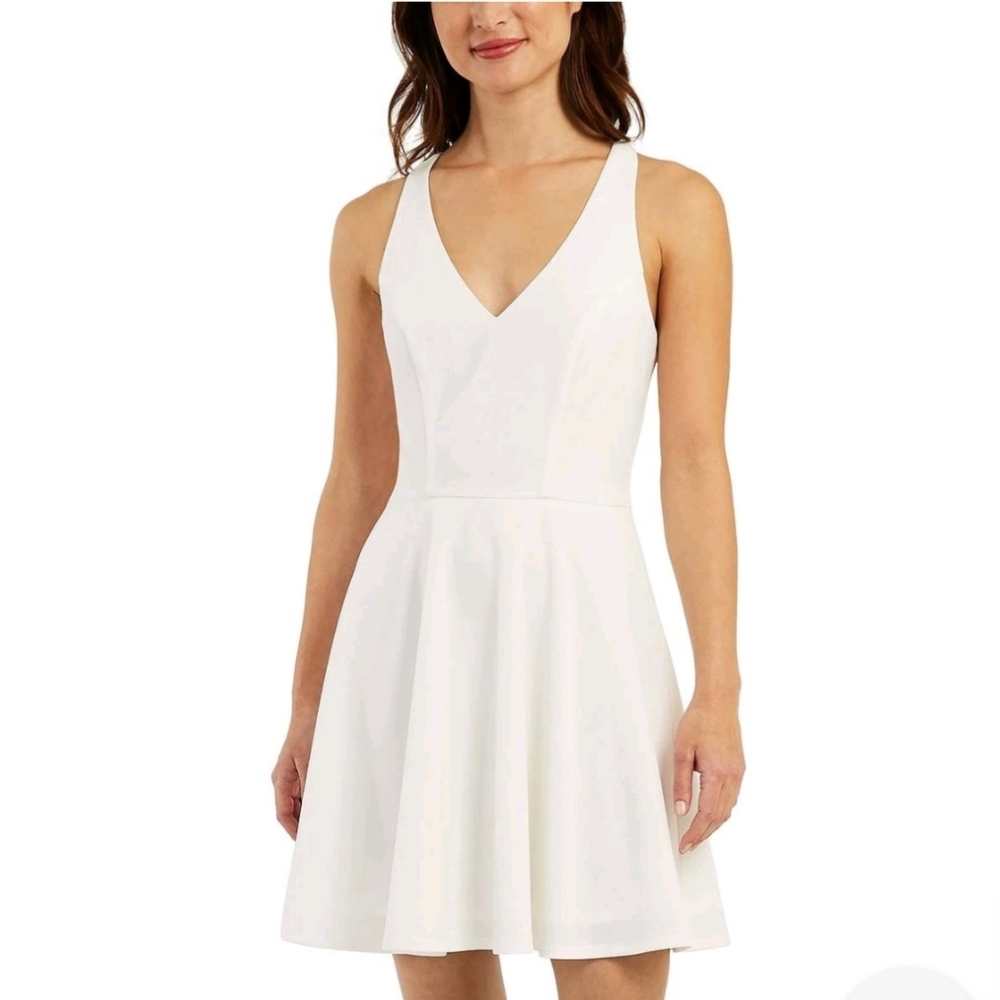 New BCX Lace Criss-Cross Git & Flare Dress